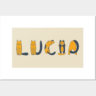 Lucia | Girl Name | Cat Lover | Cat Illustration Posters and Art